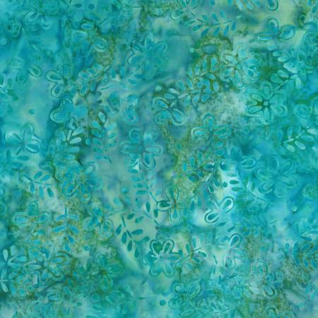 Copper Mountain Aqua Blue Daisies Batik