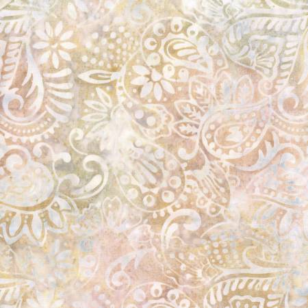 Copper Mountain Cream/Blue Dots & Leaves Batik