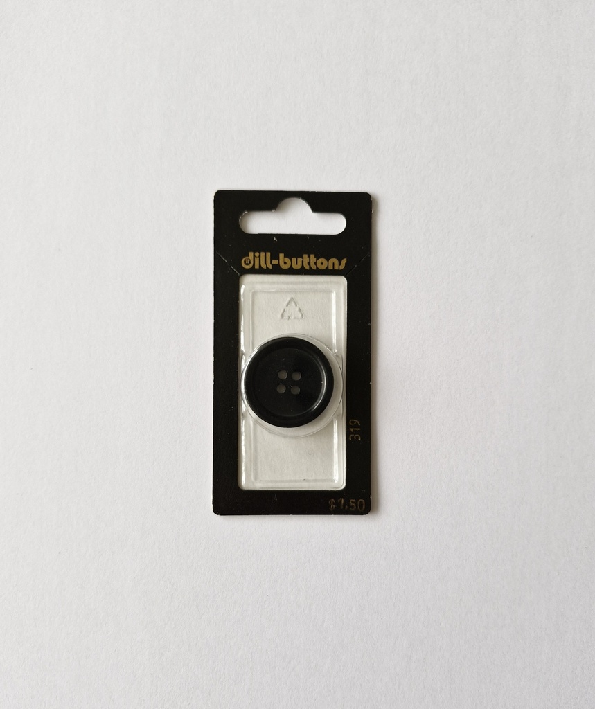 1" Polyester button black