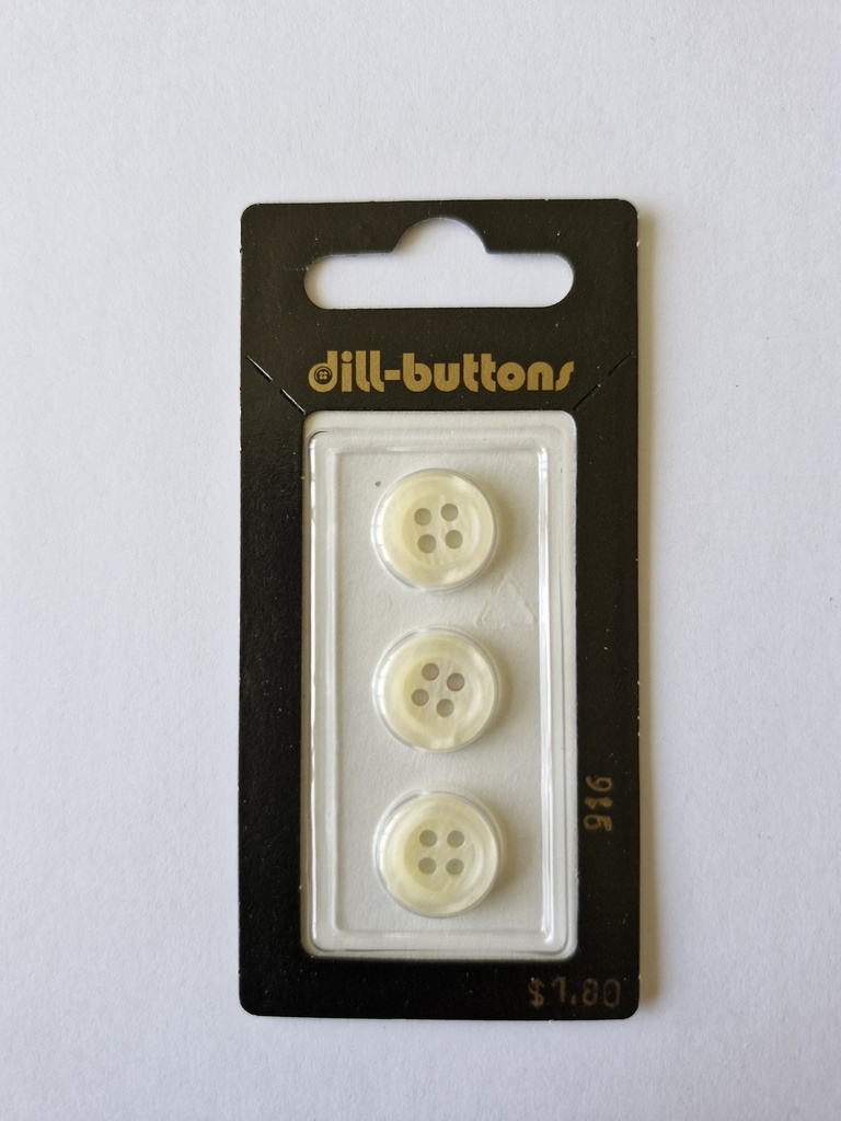 1/2" Polyester button white