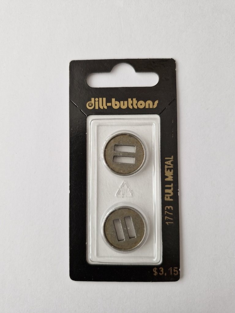 1-1/16" full metal button antique tin