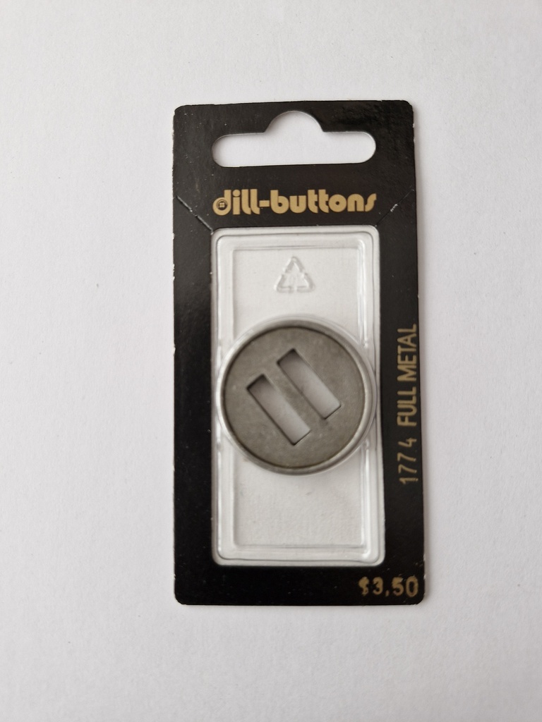 1-1/8" full metal button antique tin