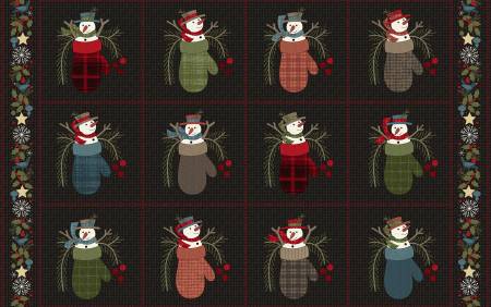Black Snowmen Blocks Flannel