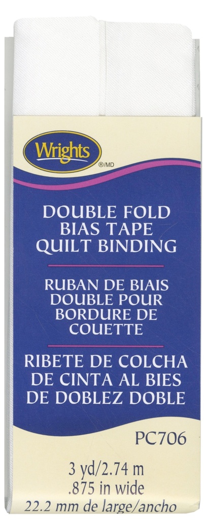 DF Quilt Bind White 7/8in x 3yd