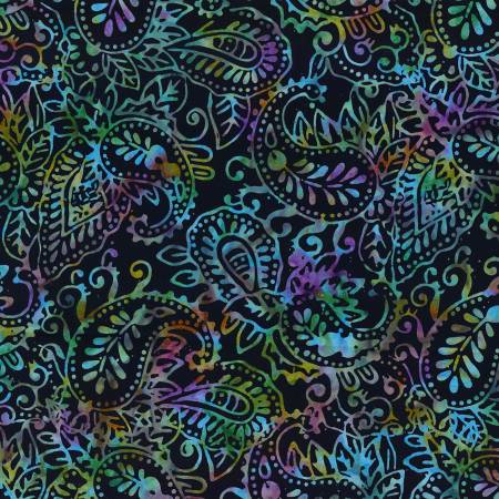 [1400-22276-974] Mystic Vineyard Black Paisley Batik