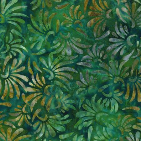 [1400-22289-752] Copper Mountain Green Petal Toss Batik